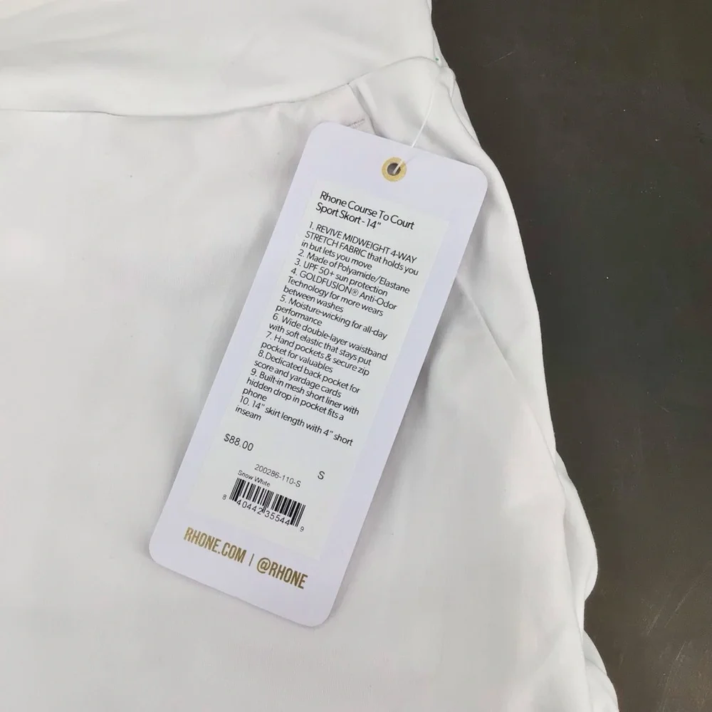 RHONE Course to Court 14-Inch Sport Skort Snow White Size Small - Picture 8 of 12